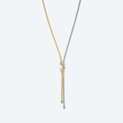 Y-Collier 925 Sterling Silber bicolor