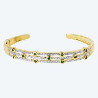 Armreif 925 Silber vergoldet Chromdiopsid