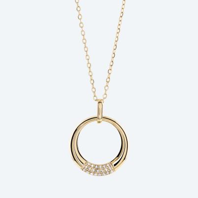 Anhänger Titan vergold. Zirkonia + Kette Edelstahl