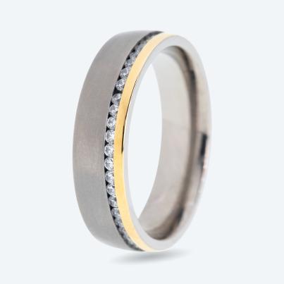 Ring Titan bicolor Zirkonia