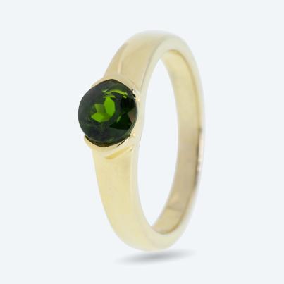 Ring 925 Silber vergoldet Chromdiopsid