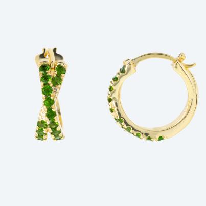 Creolen 925 Silber vergoldet Chromdiopsid