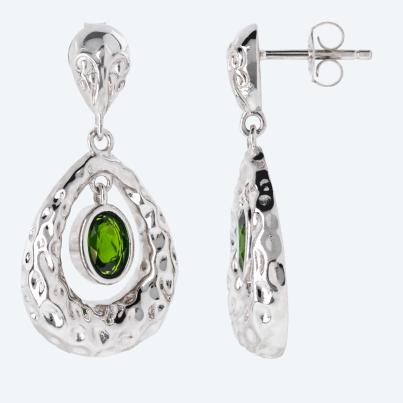 Ohrhänger 925 Silber rhodiniert  Chromdiopsid