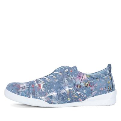 Andrea Conti Damen Lederslipper blau gemustert