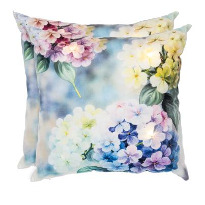 2 LED-Kissen Hortensien 40x40cm