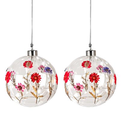 2 LED Kugeln Trockenblumen