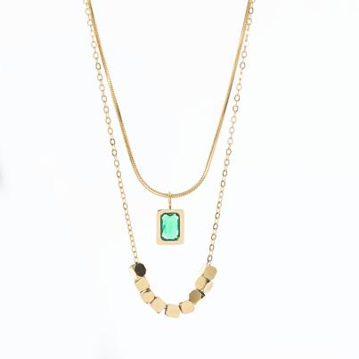 Doppel-Collier Edelstahl vergoldet Zirkonia