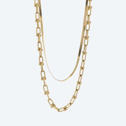 Doppel-Collier Edelstahl vergoldet