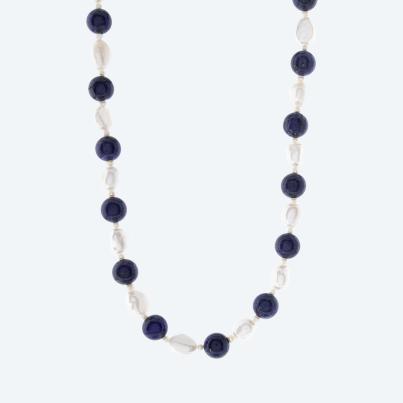 Collier Lapis gefärbt, SWZPerle Magnetverschluß