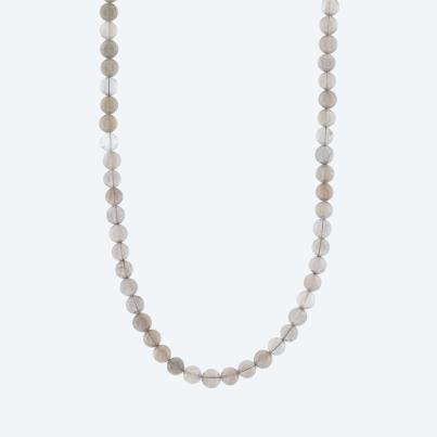 Collier Mondstein grau, Karabiner 925 Silber