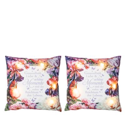 LED-Kissen mit Spruch 2er Set