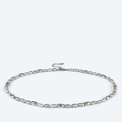 Collier Süsswasserzuchtperlen barock silberfarbig