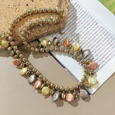 Collier Süsswasserzuchtperlen multicolor