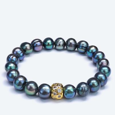 Armband Süsswasserzuchtperlen peacock Zirkonia