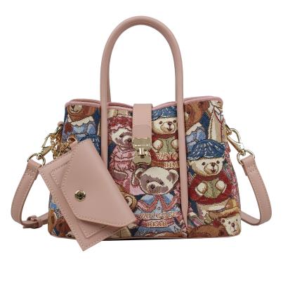 Henney Bear Henkeltasche rosa/gemustert