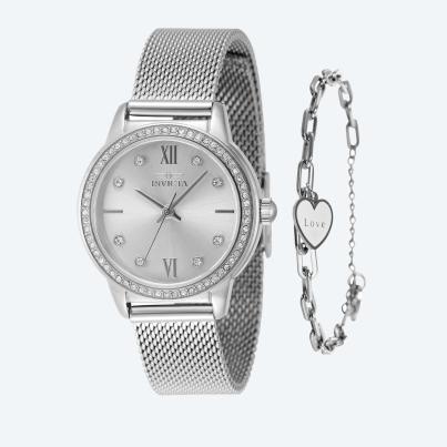 INVICTA Damenuhr "Angel" silberfarben + Armband
