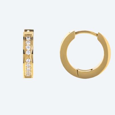 Creolen Edelstahl vergoldet Zirkonia