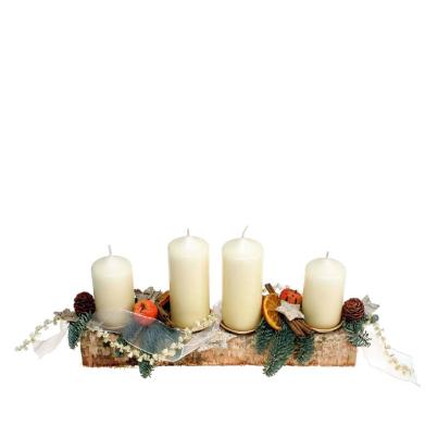 Adventsgesteck Birkenstamm creme