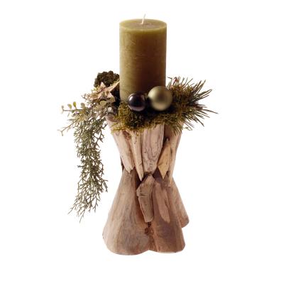 Treibholz-Kerzenhalter oliv