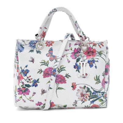 Luca Lorenzo Henkeltasche weiß mit Blumenmuster