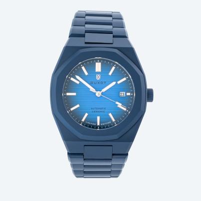 DUXOT Automatik-Keramikuhr "Pamplona" blau