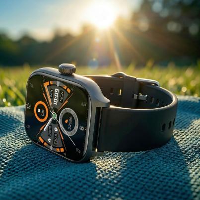 TimeTech Smartwatch, schwarz, Silikonband