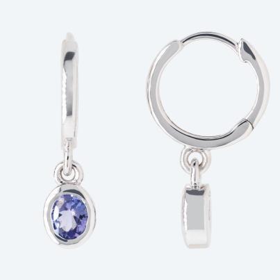 Creolen 925 Sterling Silber AA Tansanit