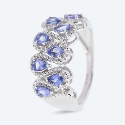 Ring 925 Sterling Silber rhodiniert Tansanit