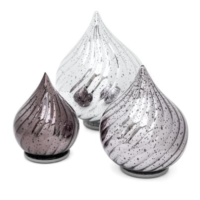 3er Set LED-Glastropfen silber