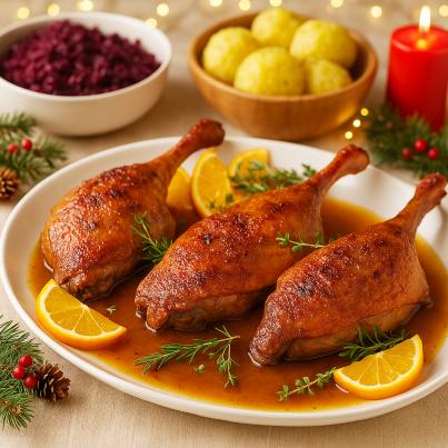 3 Entenkeulen mit Soße