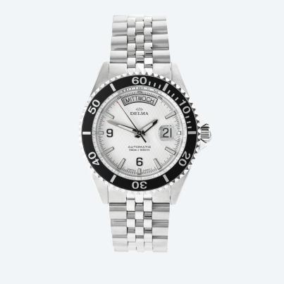 DELMA Herrenuhr "Santiago Day-Date" weiß-schwarz