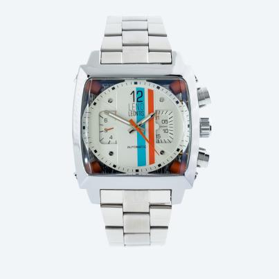 Leno Leontis Herren-Automatikuhr,  creme-orange