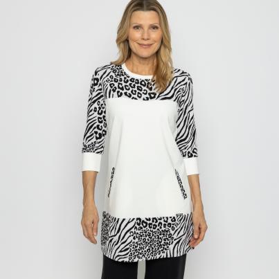 VANESSA STYLE Damen-Longshirt offwhite/animal