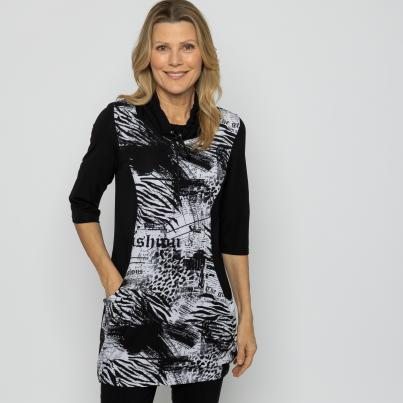 VANESSA STYLE Damen-Longshirt schwarz/weiß