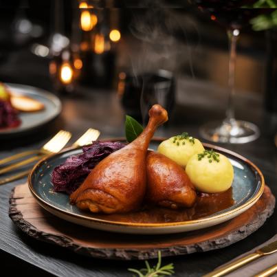 800g Entenkeule + 400g Soße