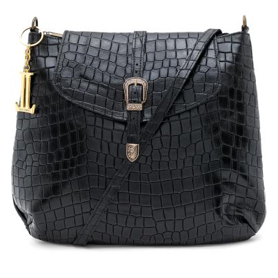 Luca Lorenzo Umhängetasche schwarz Kroko