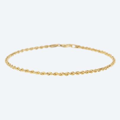 Kordelarmband 375 Gelbgold, ca. 19,5 cm