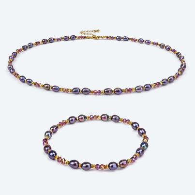 SET: Collier+Armband Süßwasserzuchtperlen