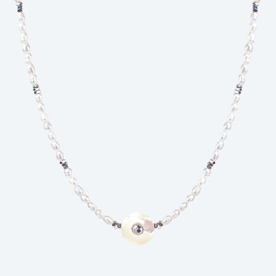 Collier Süßwasserzuchtperle, Hämatit