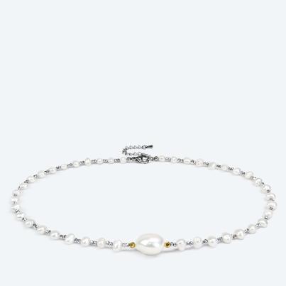 Collier Süßwasserzuchtperle, Hämatit