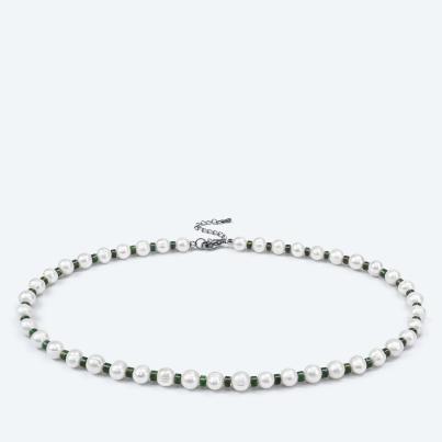 Collier Süßwasserzuchtperle, Japis grün