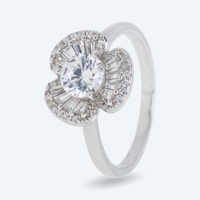 Ring 925 Sterling Silber rhodiniert Zirkonia