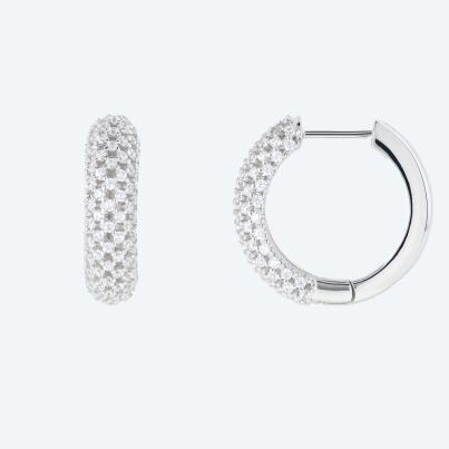 Creolen 925 Sterling Silber rhodiniert  Zirkonia