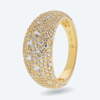 Ring 925 Sterling Silber vergoldet Zirkonia