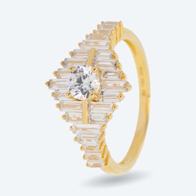 Ring 925 Sterling Silber vergoldet Zirkonia