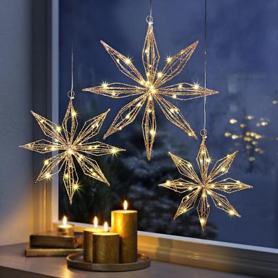 3 LED-Dekosterne hängend