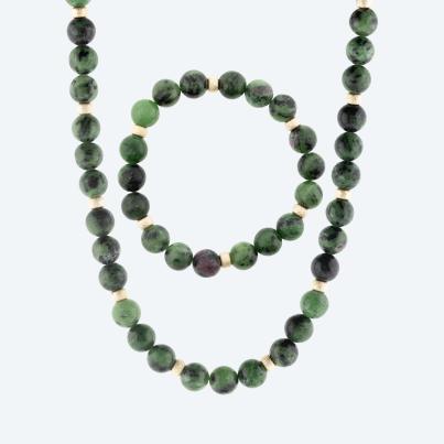 SET: Collier+Armband Rubinzoisit Magnetverschluß