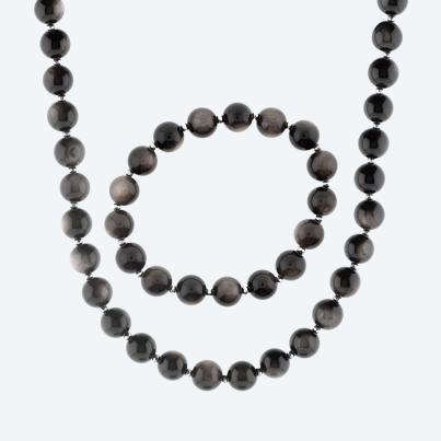 SET: Collier+Armband Obsidian Magnetverschluß