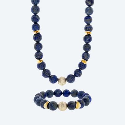 SET: Collier+Armband Lapislazuli Magnetverschluß