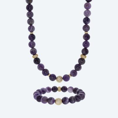 SET: Collier+Armband Amethyst Magnetverschluß